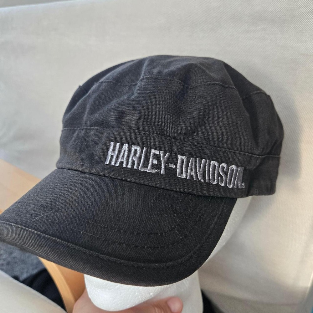 Harley Davidson black cadet army cap hat women's one size. embroidered.